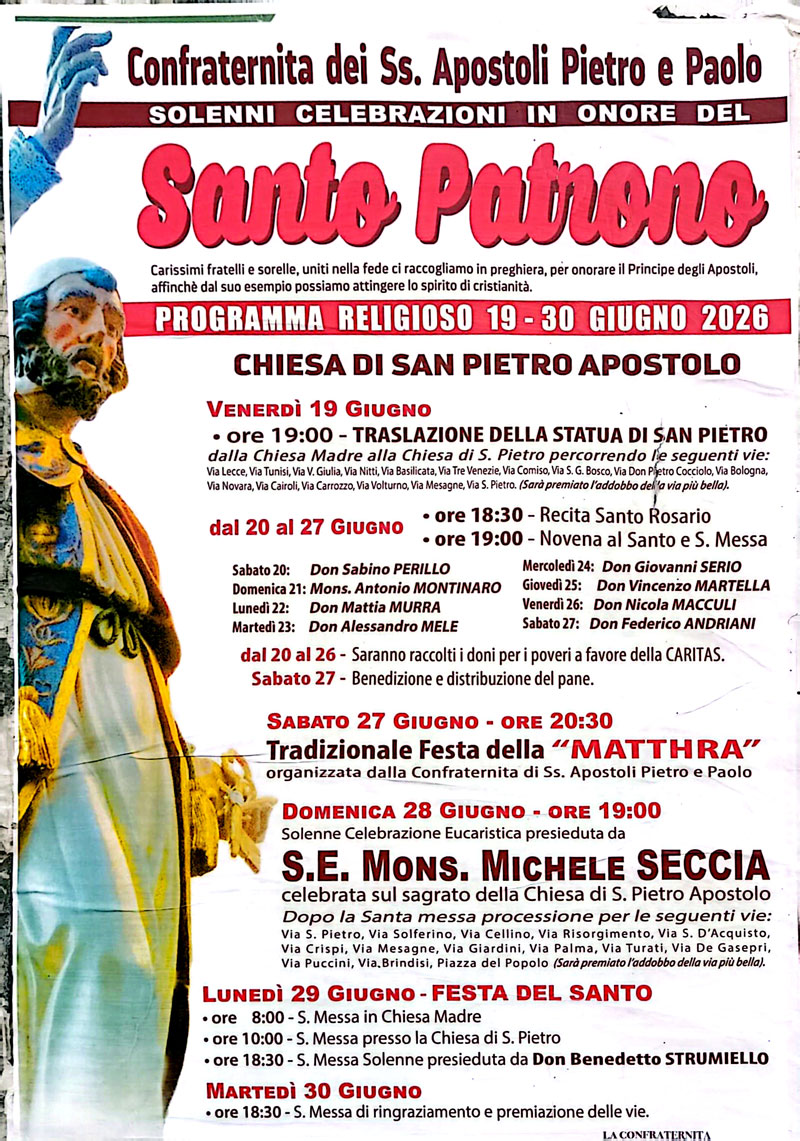 Solenni Celebrazioni San Pietro Apostolo